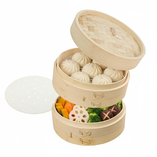 【竹製品専門店】竹美TAKEMI 竹製 中華せいろ 蒸籠 蓋付き 21cm 蒸し料理用 蒸し器 調理...