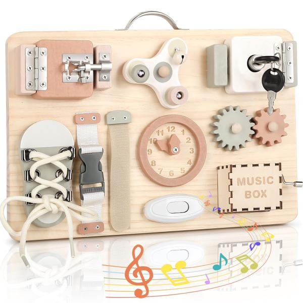 Joyreal モンテッソーリ ビジーボード - 知育玩具 1 2 3歳 誕生日プレゼント 玩具 女...