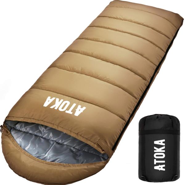 寝袋 ATOKA シュラフ 封筒型 軽量 保温 冬用 夏用 1.0Kg 1.4Kg 1.8Kg コン...