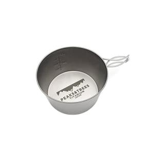 PEAKS&TREES ピークス＆ツリーズ チタン シェラカップ 深型 480ml フォールドハンドル 目盛り付き 折り畳み式 (480ml