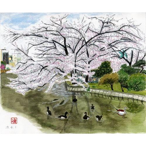 絵画 インテリア 玄関 アート 風景画 芭蕉 西の奥の細道1 上野不忍池