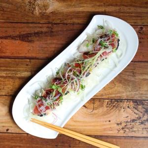 オードブル皿 さんま皿 白磁 陶器 ポーセラーツ