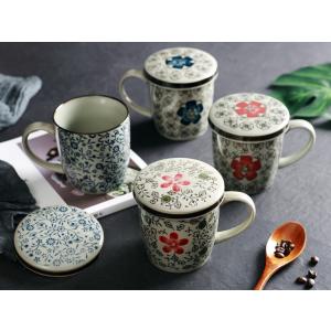 マグカップ フタ付き 350ml 花柄5種  おしゃれ ホコリ 飛沫飛散防止