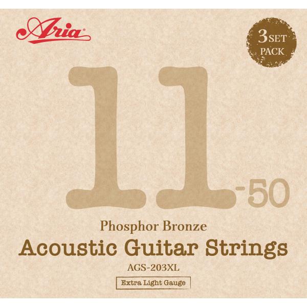 Aria アコギ弦 フォスファーブロンズ エクストラライトゲージ お得3パックセット  フォークギタ...