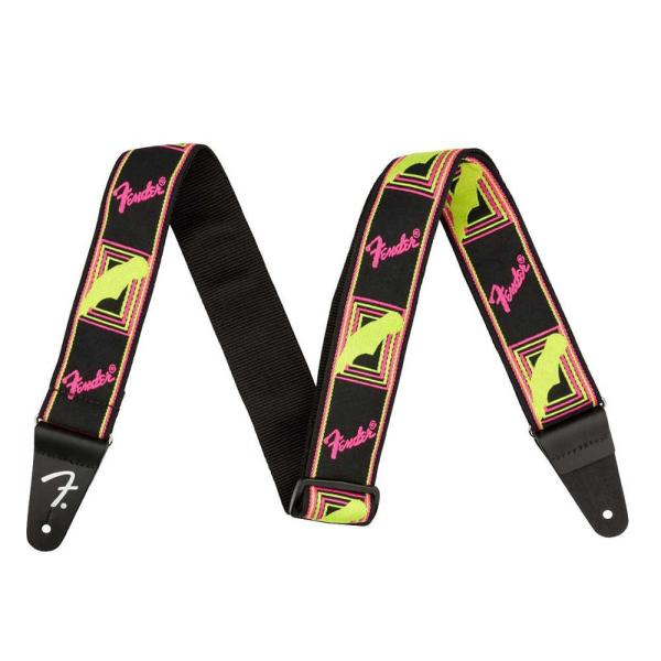 ギターストラップ FENDER（フェンダー）モノグラム ギターストラップ ２インチ幅　ネオンカラー ...
