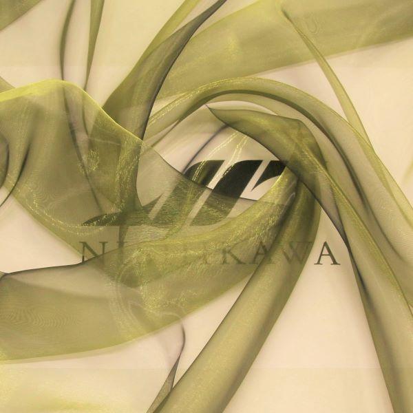 シャイニーシャンブレーオーガンジー （13890N） 色番:3 イエロー×ダークブルー　衣装 　舞台...