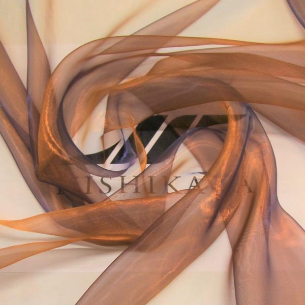 シャイニーシャンブレーソフトオーガンジー （14000N） 色番：24 オレンジ×バイオレット　極薄...