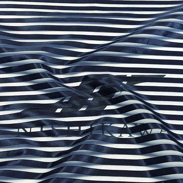 ボーダーオーガンジー （MR12712） 色番号：6 ネイビー　ドレス、ワンピース、スカート、小物用...