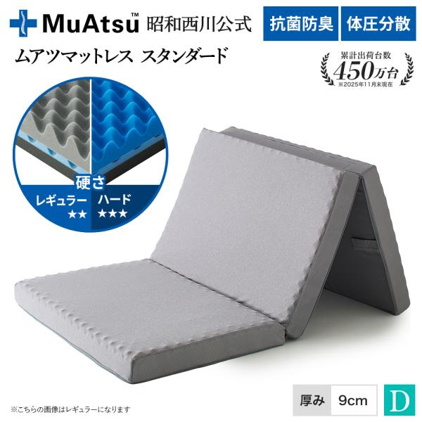 ボーナスストア+4％ マットレス ダブル 三つ折り 昭和西川 折りたたみ ムアツ 敷布団 体圧分散 ...