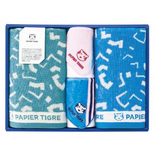 昭和西川 パピエティグル PAPIER TIGRE セット（フェイスタオル×2枚・タオルハンカチ2枚） テトラキス 25×33×5cm タオル ギフト｜nishikawastore