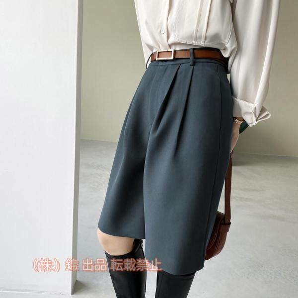 秋冬仕様ハーフパンツ5分丈パンツキュロットひざ丈タック入り大人スタイルキュロットスカート株式会社錦通...