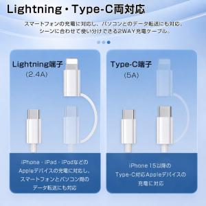 PD急速充電 ケーブル 2in1編みケーブル ...の詳細画像5