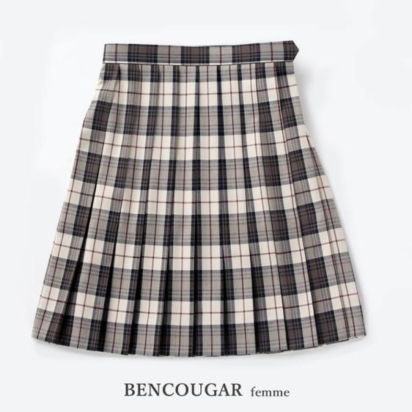 BENCOUGAR スクールスカート 学生服 女子 51cm丈 ベージュチェック 5334S