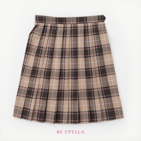 BESTELLA 制服 スカート スクールスカート 51cm丈 ベージュ×ブラック BS504S