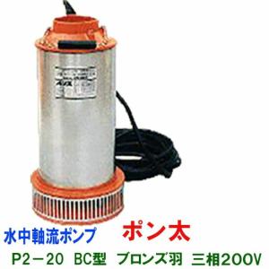 松阪製作所 ポン太P2-20X 樹脂製羽 三相200V 50Hz 口径80mm 水中斜流ポンプ 　送料無料 但、一部地域除 代引/同梱不可