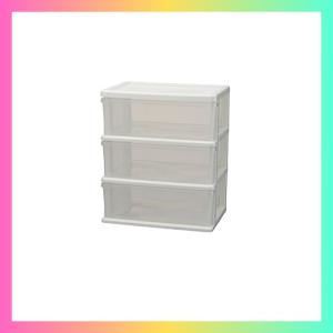 JEJアステージ 収納チェスト シーズワイド 3段 ホワイト 日本製 簡単組み立て 幅54×奥行40×高さ63cm