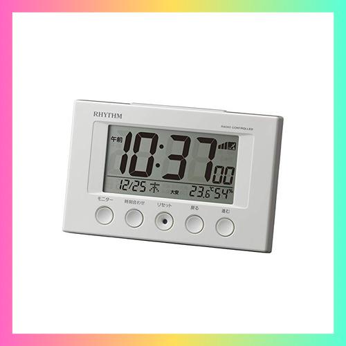 リズム(RHYTHM) 目覚まし時計 電波時計 温度計・湿度計付き フィットウェーブスマート 白 7...