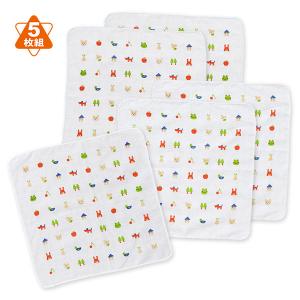5枚組ガーゼハンカチ（アニマル総柄）