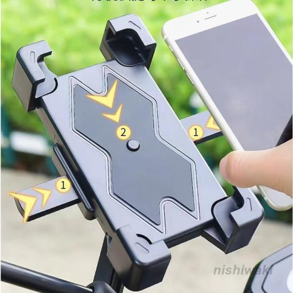 スマホホルダー バイク スマホスタンド 携帯ホルダー 反射材付き 自動ロック サイクリング ロードバ...