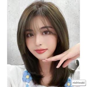 自然な人毛100%フルウィッグ レディース人毛ウィッグ