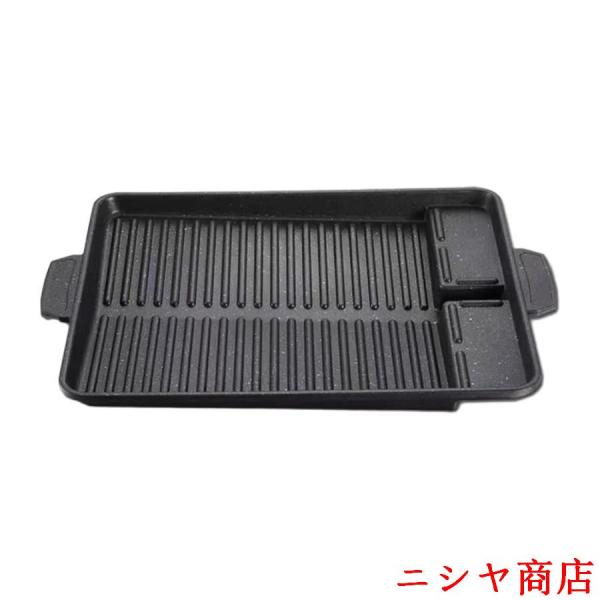 焼肉プレート 角型 IH/ガス対応 サムギョプサル 鉄板 溝付き ヘルシー 焼肉グリル カセットコン...