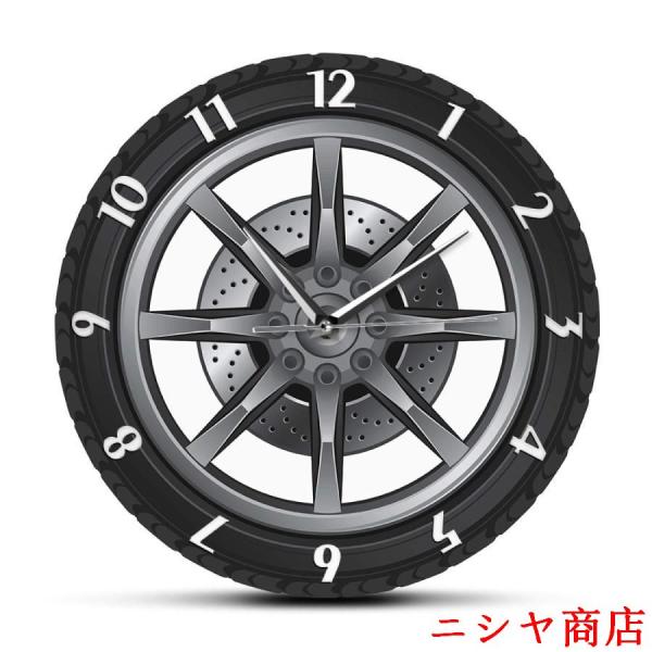 掛け時計 おしゃれ 北欧 連続秒針 静音 壁掛け時計 車のサービス修理ガレージ所有者タイヤホイールカ...