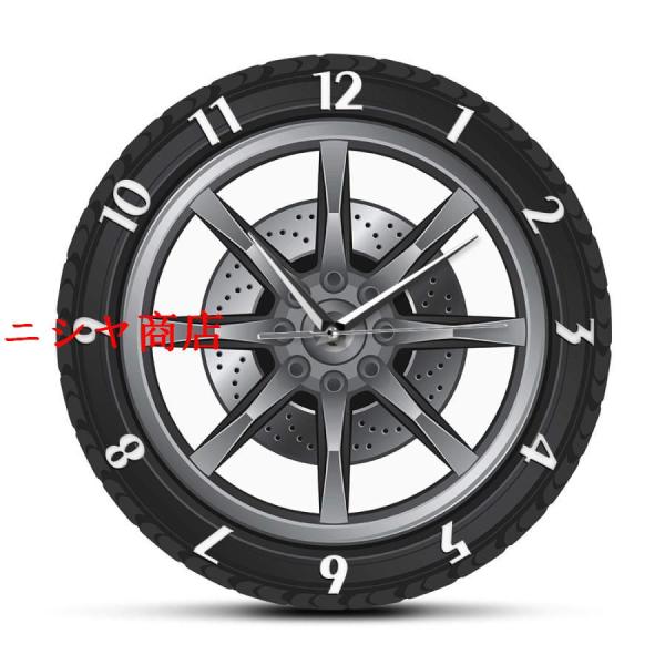 掛け時計 おしゃれ 北欧 連続秒針 静音 壁掛け時計 車のサービス修理ガレージ所有者タイヤホイールカ...