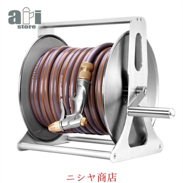 ホースリール 散水ホース 10m 20m 30m 40m 壁掛け式 ステンレス鋼 ガーデンホースリー...