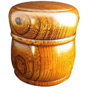 木製欅茶筒タイコ型すり漆塗国産｜nishiyamashikki