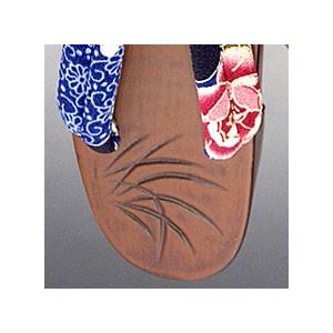 ちりめん花緒 茶塗り浴衣下駄 足形 ポイント10倍の詳細画像2