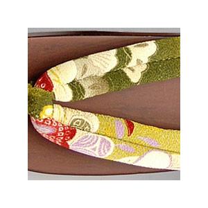ちりめん花緒 茶塗り浴衣下駄 足形 ポイント10倍の詳細画像3