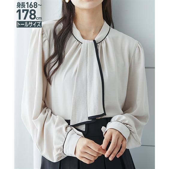 高身長さん向け レディース トップス 洗える マルチWAY ボウタイブラウス トールサイズ M-5L...