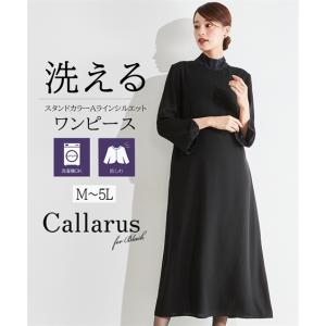 喪服 礼服 レディース ワンピース 洗える 日本製生地 防しわ スタンドカラー Aライン ロング丈 S-8L ニッセン b0 フォーマル 冠婚葬祭｜nissen7days