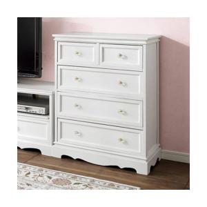 ニッセン（nissen） タンス ホワイトシャビーなロー チェスト 幅79cm 3