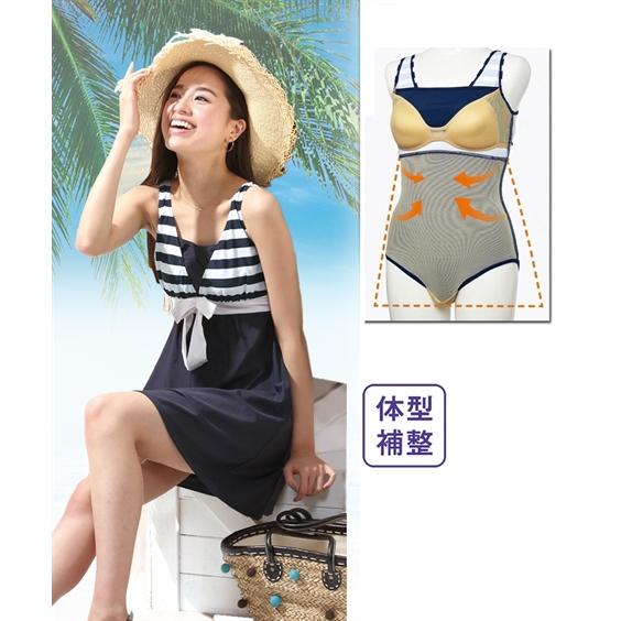 水着 レディース ボディ補整 ワンピース 4L/5L/6L ニッセン nissen