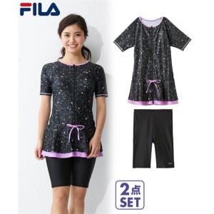 FILA 水着 大きいサイズ レディース 半袖 チュニック 2点セット 8L/10L ニッセン nissen｜nissenzai