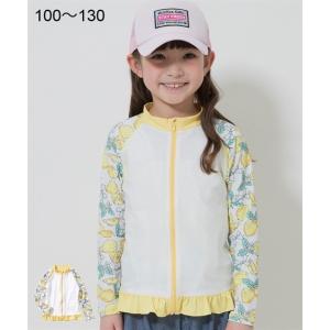 水着 レモン柄 ラッシュガード 子供服 女の子 身長100/110/120/130cm