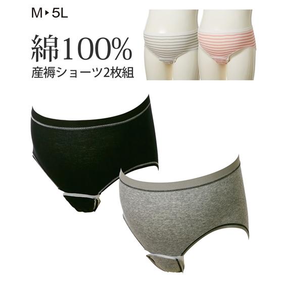 ショーツ マタニティ ママ 綿100％ 産褥 2枚組 4L〜5L ニッセン nissen