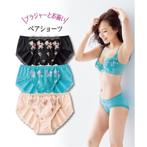 ショーツ スタンダード レディース 小花刺しゅう レース ぺア M/L/LL ニッセン nissen