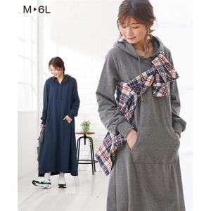 授乳服 ワンピース マタニティ ママ パーカー スウェット マキシ丈 産前 産後 綿混 LL/3L ニッセン nissen