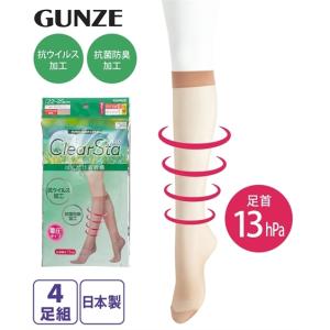ストッキング レディース グンゼ クリアスタ 着圧 ハイソックス 4足組 抗ウイルス加工 抗菌防臭加工 22.0〜25.0cm ニッセン nissen