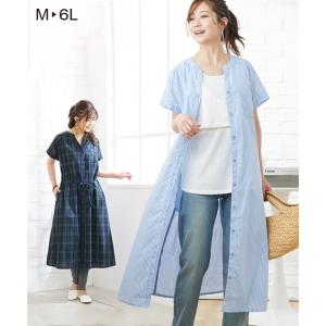 ワンピース マタニティ ママ 産前 産後 授乳服 先染め 前開き シャツ M/L ニッセン nissen