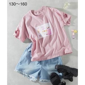 Tシャツ カットソー キッズ 女の子 綿100％ ハート型抜き 刺しゅう 転写プリント 子供服 ジュニア服 身長130cm ニッセン nissen｜nissenzai