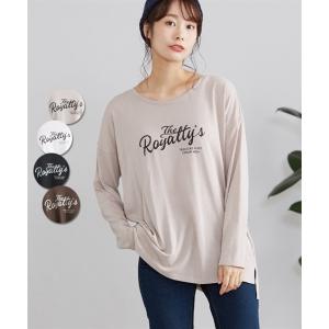 Tシャツ カットソー レディース ゆったり 前後差付 シンプルロゴ 長袖 M/L ニッセン nissen｜nissenzai