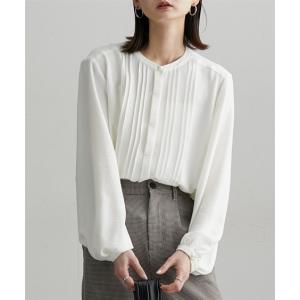 レディース パール調ボタン プリーツ ブラウス M/L ニッセン nissen