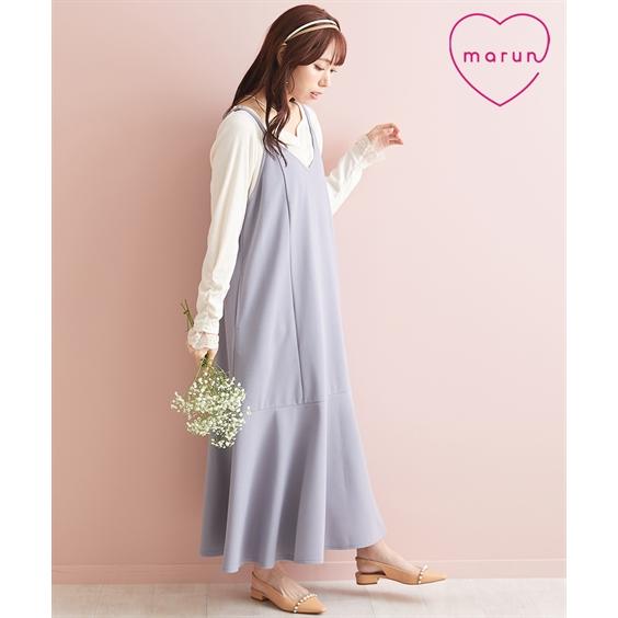 ワンピース ロング マキシ 大きいサイズ レディース カット ジャージ キャミソール marun 6...