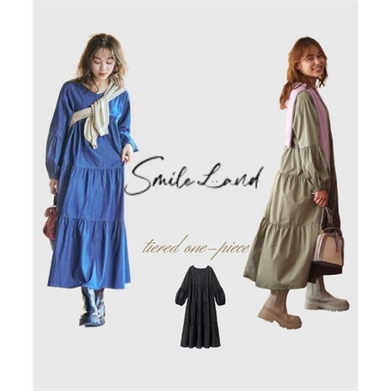 ワンピース ロング マキシ 大きいサイズ レディース ゆるシルエットティアード デザイン L〜LL/...