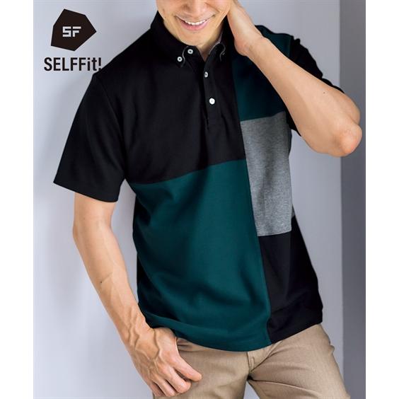 ポロシャツ メンズ 半袖 切替 デザイン カノコ 3L以上お腹ゆったり 3L〜10L ニッセン ni...