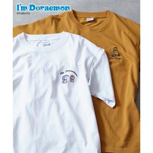 Tシャツ カットソー メンズ 綿100％ 刺しゅう入り 半袖 クルーネック Tシャツアイムドラえもん M/L/LL ニッセン nissen