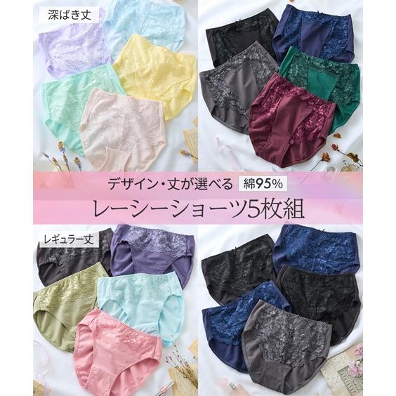 ショーツ スタンダード 大きいサイズ レディース デザイン はきこみ丈が選べる 綿混 ストレッチ レ...